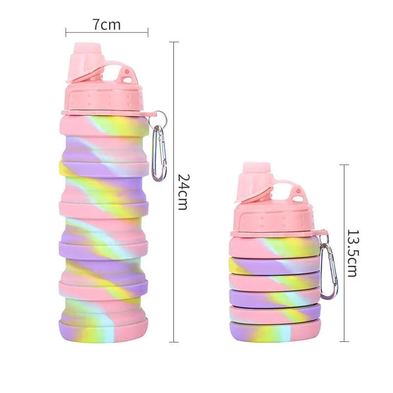 500ml Creative Portable Silicone Folding Sports Water Bottle, Tie Dye Silicone Foldable Water Cups, Collapsible Water Bottle, Leak Proof Water Bottles For Outdoor Camping 500ml Creative Portable Silicone Folding Sports Water Bottle, Tie Dye Silicone Foldable Water Cups, Collapsible Water Bottle, Leak Proof Water Bottles For Outdoor Camping